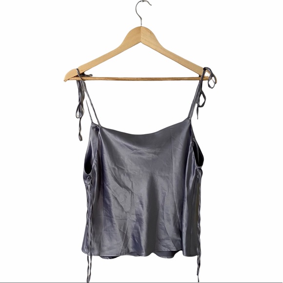 TOPSHOP Gray Silky Tie Camisole Top - Picture 10 of 15